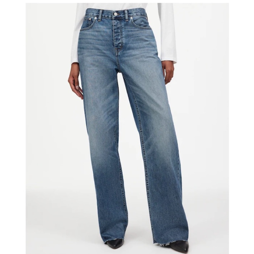 MADEWELL x Kaihara Denim Low-Slung Baggy Jeans High-Rise Raw Hem Denim Pants
